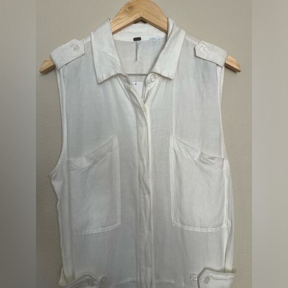 NWT YOUNG FABULOUS & BROKE HUDSON ROMPER WHITE LINEN BLEND SZ L BEACHY RESORT - Picture 3 of 13